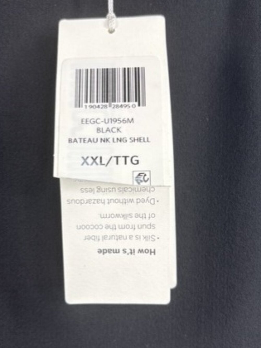 Eileen Fisher Silk Georgette Bateau Neck Long Tank Size XXL Black NWT $218 - Picture 8 of 10